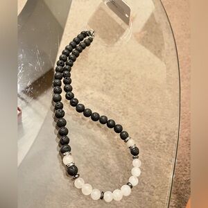 NWT volcanic lava stone  necklace for man